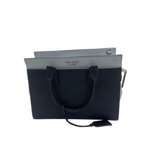 Kate Spade New York Blue Saffiano Leather Satchel Handbag Two Tone Triple Pocket